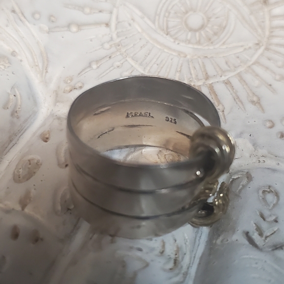 VINTAGE Unique one of a kind 925 stamped Sterling ring with gold accent size 7 - Picture 5 of 5